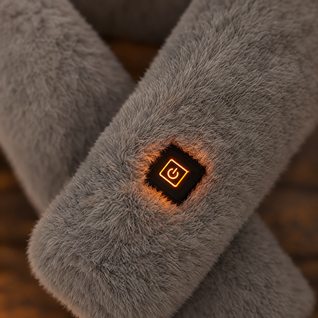 Close-up of the warm orange heat indicator light on the scarf